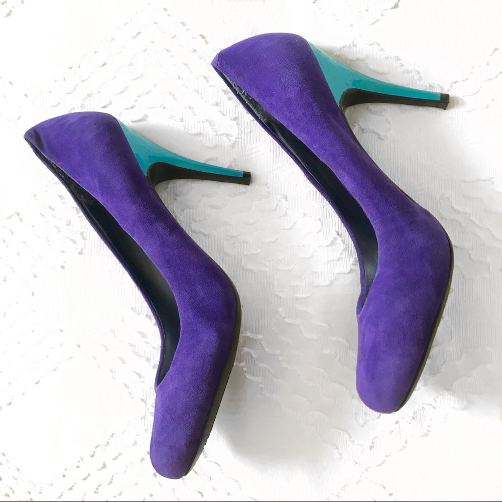 Jessica Simpson purple suede, blue heel / Size 8.5 - Picture 3 of 6
